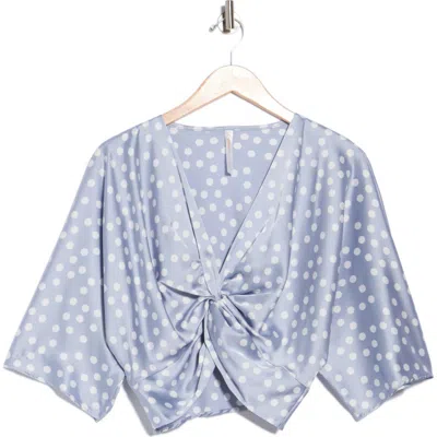 Renee C Polka Dot Front Twist Top In Steel Blue