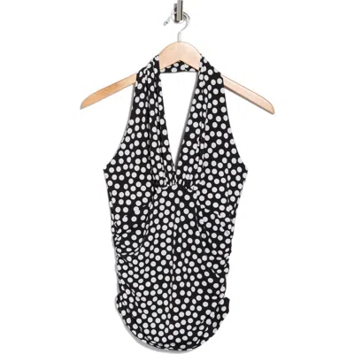 Renee C Polka Dot Halter Top In Black