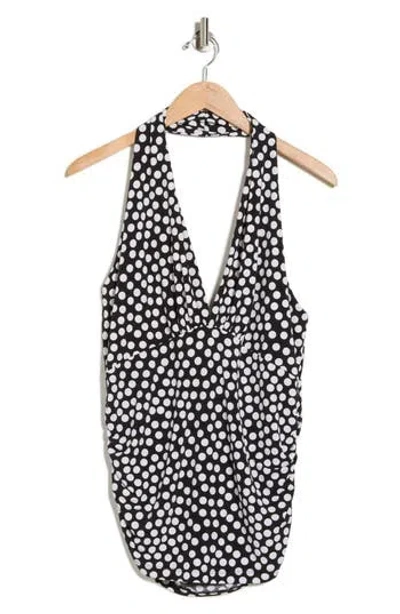Renee C Polka Dot Halter Top In Black