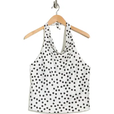 Renee C Polka Dot Satin Halter Top In White