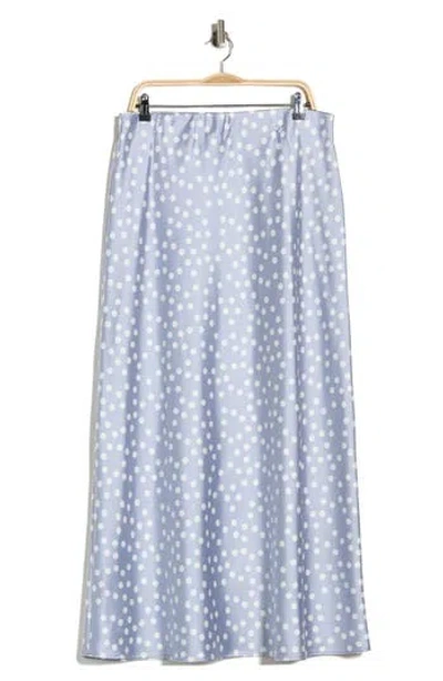 Renee C Polka Dot Satin Maxi Skirt In Blue