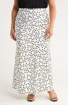 Renee C Polka Dot Satin Maxi Skirt In White