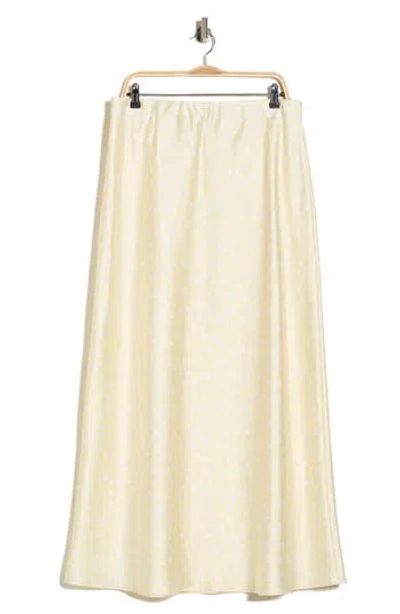 Renee C Polka Dot Satin Maxi Skirt In Yellow