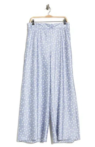 Renee C Polka Dot Satin Pants In Blue