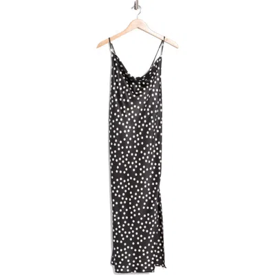Renee C Polka Dot Satin Slipdress In Black