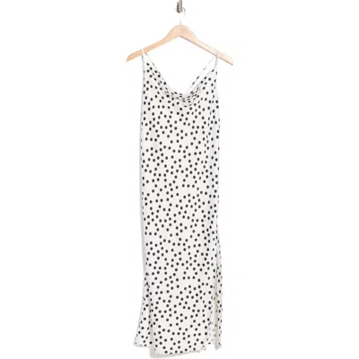 Renee C Polka Dot Satin Slipdress In White