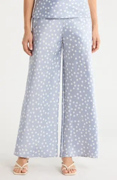 Renee C Polka Dot Satin Wide Leg Pants In Animal Print