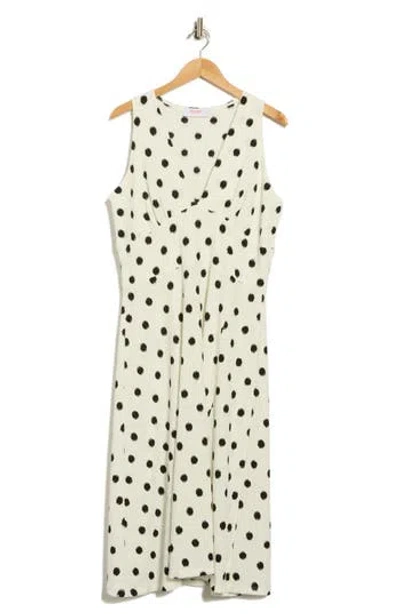 Renee C Polka Dot Sleeveless Fit & Flare Midi Dress In Neutral