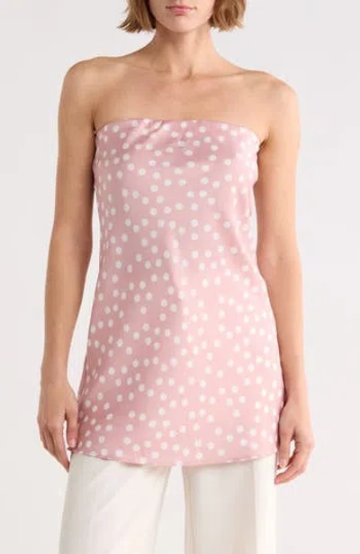 Renee C Polka Dot Strapless Tunic Top In Pink