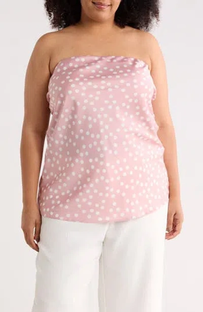 Renee C Polka Dot Strapless Tunic Top In Multi