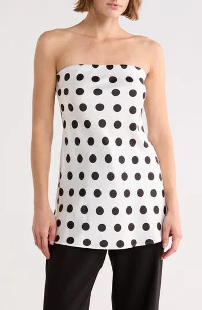 Renee C Polka Dot Strapless Tunic Top In White