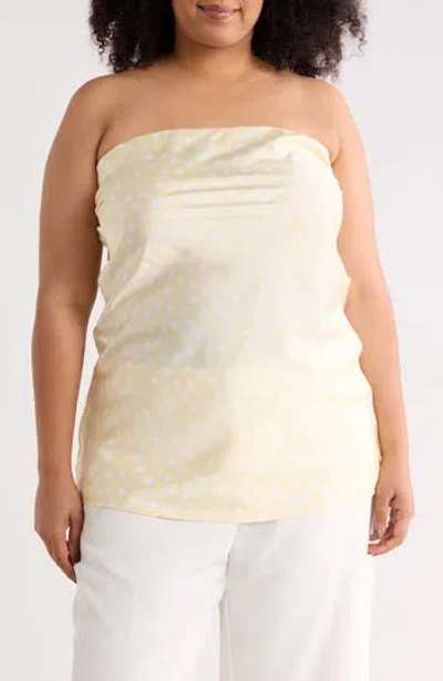 Renee C Polka Dot Strapless Tunic Top In Neutral