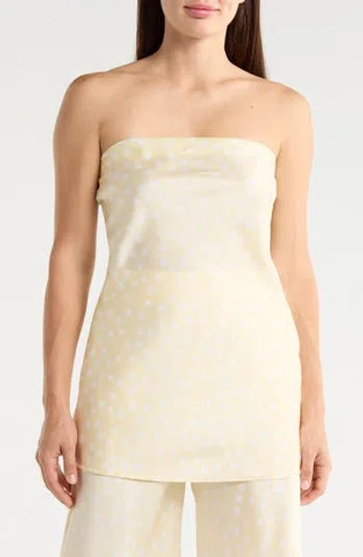 Renee C Polka Dot Strapless Tunic Top In Neutral
