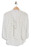 Renee C Polka Dot Tie Neck Top In Ivory