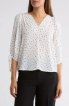 Renee C Polka Dot Top In Ivory