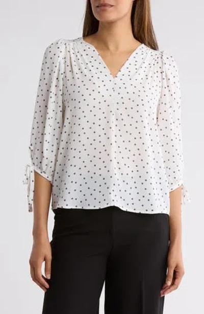 Renee C Polka Dot Top In Ivory