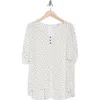 Renee C Polka Dot V-neck Top In Ivory