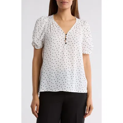 Renee C Polka Dot V-neck Top In Ivory