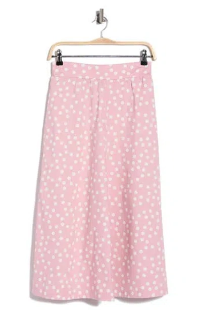 Renee C Polka Dot Wide Leg Capri Pants In Pink