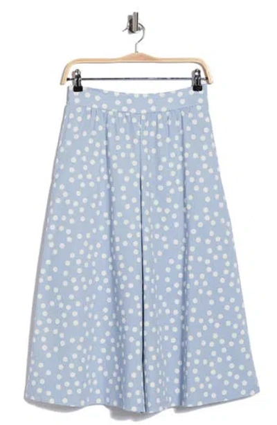 Renee C Polka Dot Wide Leg Capri Pants In Blue
