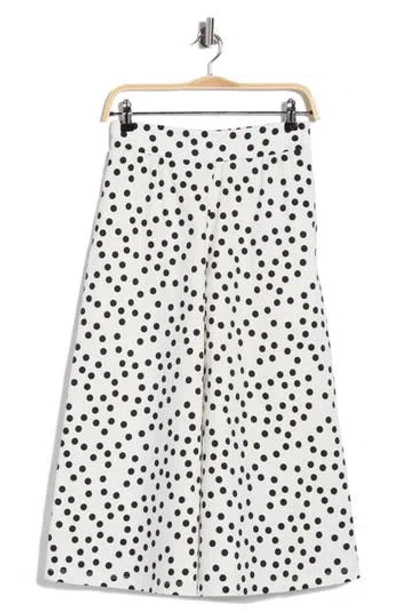 Renee C Polka Dot Wide Leg Capri Pants In Multi