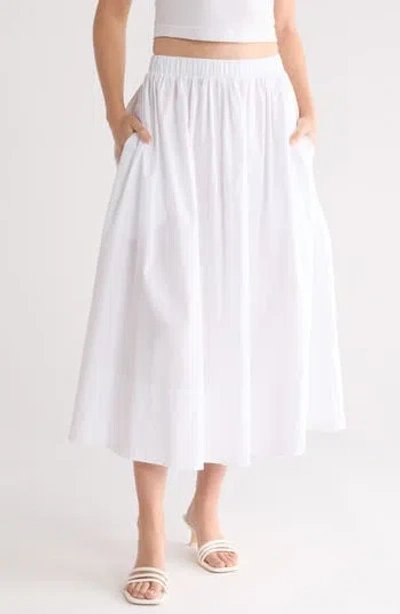 Renee C Poplin Midi Skirt In White