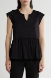 Renee C Poplin Peplum Top In Black