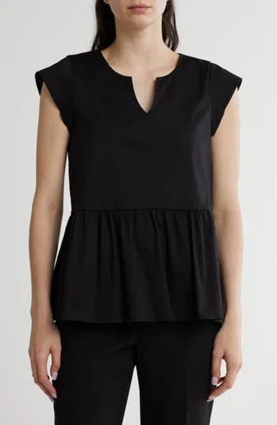 Renee C Poplin Peplum Top In Black