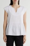 Renee C Poplin Peplum Top In White