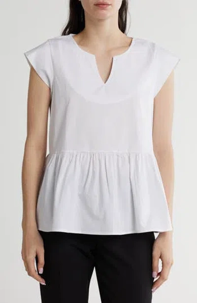 Renee C Poplin Peplum Top In White