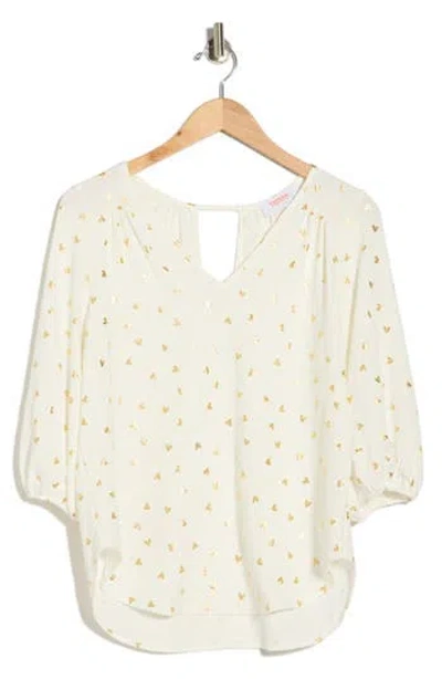 Renee C Print Keyhole Top In White