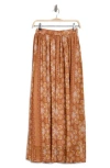 Renee C Print Sheer Maxi Skirt In Rust
