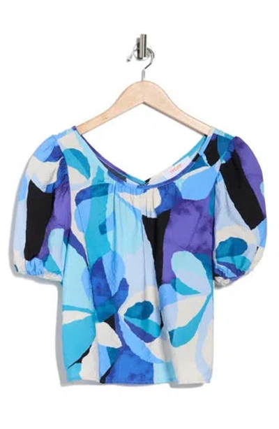 Renee C Puff Sleeve Top In Blue