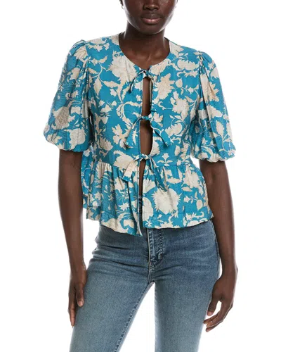 Renee C Puff Sleeve Top In Blue
