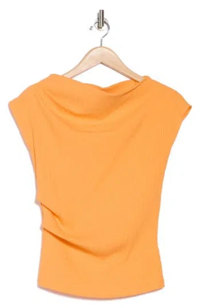 Renee C Rib Asymmetric Top In Orange