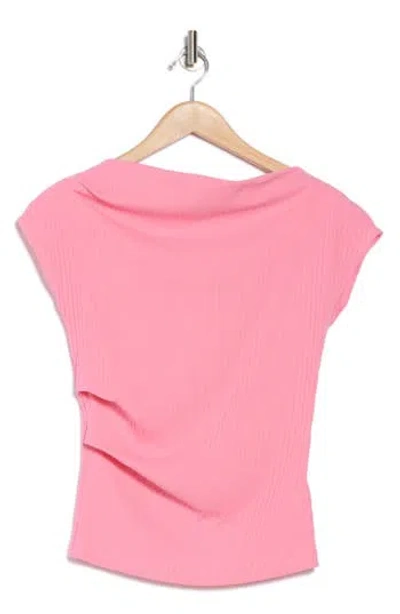 Renee C Rib Asymmetric Top In Pink