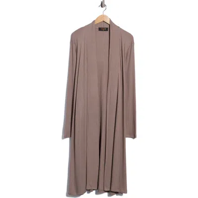 Renee C Ribbed Longline Cardigan In Brown