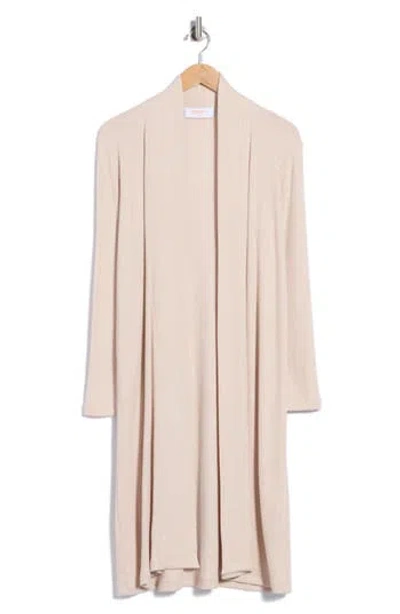 Renee C Ribbed Longline Cardigan In Oatmeal