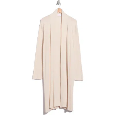 Renee C Ribbed Longline Cardigan In Neutral