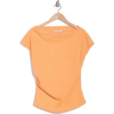 Renee C Ribbed Stretch Cotton Top In Orange