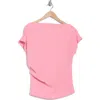 Renee C Ribbed Stretch Cotton Top In Pink