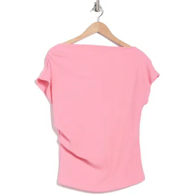 Renee C Ribbed Stretch Cotton Top In Pink