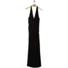 Renee C Ruched Back Halter Dress In Black