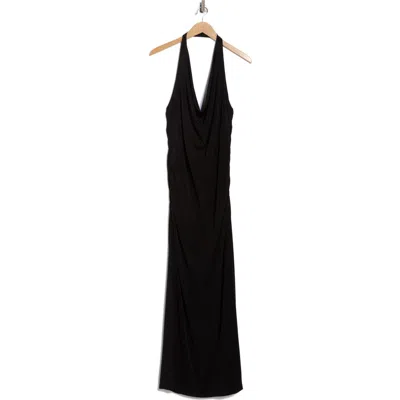 Renee C Ruched Back Halter Dress In Black