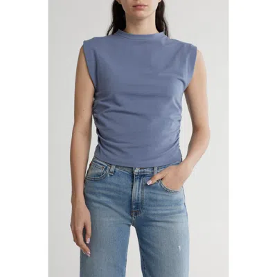 Renee C Ruched Side Muscle Tee In Blue