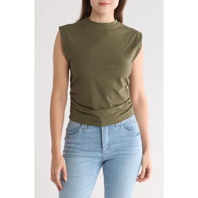 Renee C Ruched Side Muscle Tee In Olive