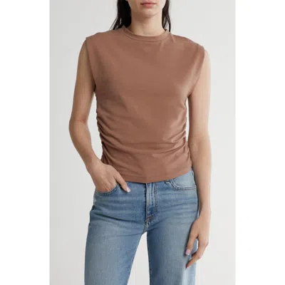 Renee C Ruched Side Muscle Tee In Taupe