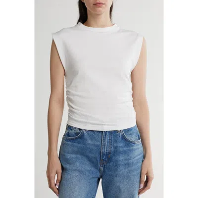 Renee C Ruched Side Muscle Tee In White