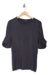 Renee C Solid Scrunched Sleeve Top In Multi
