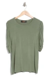 Renee C Ruched Sleeve Top In Gray